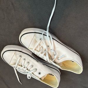 White platform low top converse
